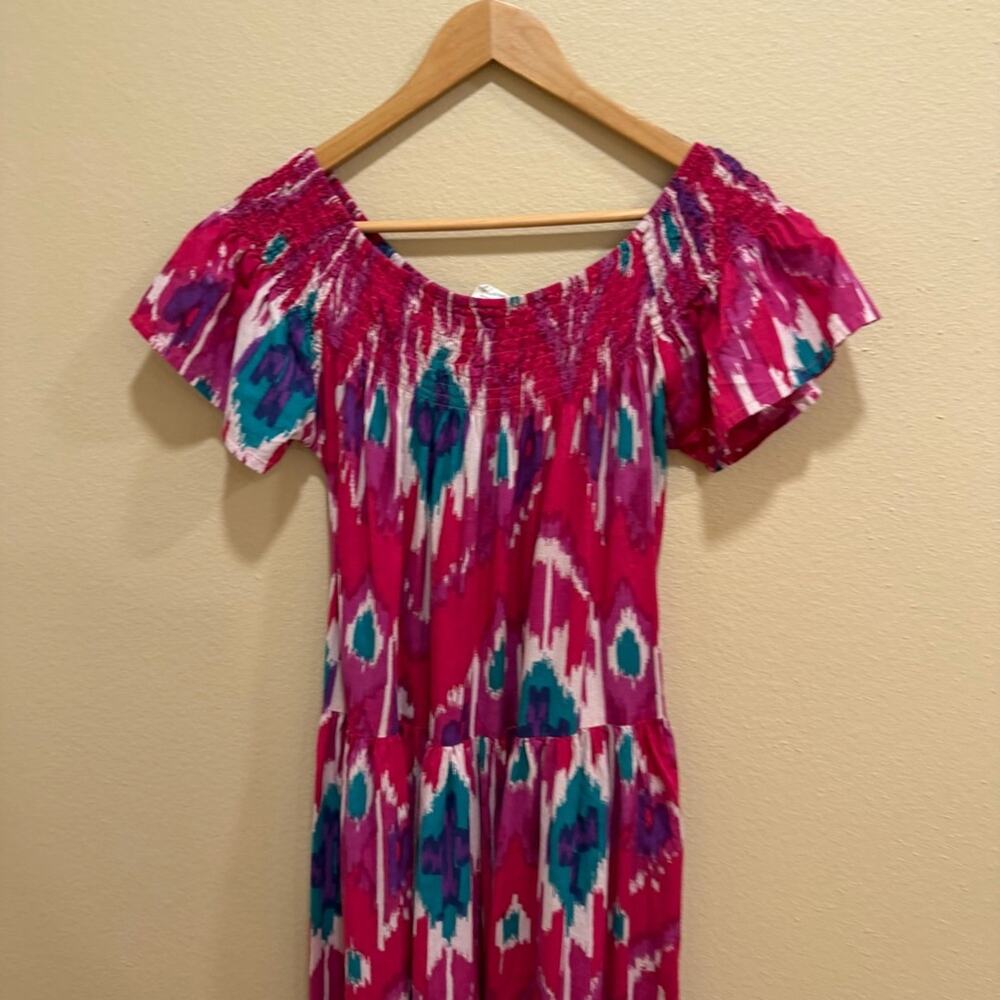 Tuckernuck Guadalupe Pink Blue Cotton Maxi Dress Medium - Picture 6 of 11